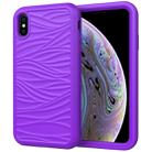 For iPhone XR Wave Pattern 3 in 1 Silicone+PC Shockproof Protective Case(Purple) - 1