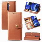 For OPPO Reno 2F/Reno 2Z Retro Solid Color Leather Buckle Phone Case with Lanyard & Photo Frame & Card Slot & Wallet & Stand Function(Brown) - 1