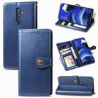 For OPPO Reno 2F/Reno 2Z Retro Solid Color Leather Buckle Phone Case with Lanyard & Photo Frame & Card Slot & Wallet & Stand Function(Blue) - 1