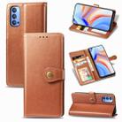 For OPPO Reno 4 Retro Solid Color Leather Buckle Phone Case with Lanyard & Photo Frame & Card Slot & Wallet & Stand Function(Brown) - 1