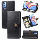 For OPPO Reno 4 Retro Solid Color Leather Buckle Phone Case with Lanyard & Photo Frame & Card Slot & Wallet & Stand Function(Black) - 1