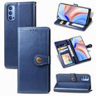 For OPPO Reno 4 Retro Solid Color Leather Buckle Phone Case with Lanyard & Photo Frame & Card Slot & Wallet & Stand Function(Blue) - 1