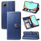 For OPPO Realme C11 Retro Solid Color Leather Buckle Phone Case with Lanyard & Photo Frame & Card Slot & Wallet & Stand Function(Blue) - 1