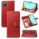 For OPPO Realme C11 Retro Solid Color Leather Buckle Phone Case with Lanyard & Photo Frame & Card Slot & Wallet & Stand Function(Red) - 1