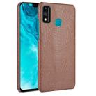 For Huawei Honor 9X Lite Shockproof Crocodile Texture PC + PU Case(Brown) - 1