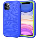 For iPhone 11 Wave Pattern 3 in 1 Silicone+PC Shockproof Protective Case(Blue+Olivine) - 1