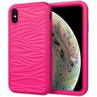 For iPhone X & XS Wave Pattern 3 in 1 Silicone+PC Shockproof Protective Case(Hot Pink) - 1