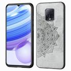 For Xiaomi Redmi 10X Pro 5G Mandala Embossed Cloth Cover PC + TPU Mobile Phone Case with Magnetic Function and Hand Strap(Grey) - 1