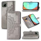 For OPPO Realme C11 Mandala Flower Embossed Horizontal Flip Leather Case with Bracket / Card Slot / Wallet / Lanyard(Gray) - 1