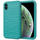 For iPhone XS Max Wave Pattern 3 in 1 Silicone+PC Shockproof Protective Case(Dark Sea Green) - 1
