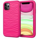 For iPhone 11 Pro Max Wave Pattern 3 in 1 Silicone+PC Shockproof Protective Case(Hot Pink) - 1