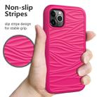 For iPhone 11 Pro Max Wave Pattern 3 in 1 Silicone+PC Shockproof Protective Case(Hot Pink) - 2