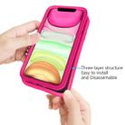 For iPhone 11 Pro Max Wave Pattern 3 in 1 Silicone+PC Shockproof Protective Case(Hot Pink) - 5