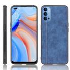For Oppo Reno4 Shockproof Sewing Cow Pattern Skin PC + PU + TPU Case(Blue) - 1