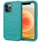 For iPhone 12 mini Wave Pattern 3 in 1 Silicone+PC Shockproof Protective Case(Dark Sea Green) - 1