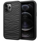 For iPhone 12 / 12 Pro Wave Pattern 3 in 1 Silicone+PC Shockproof Protective Case(Black) - 1