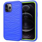 For iPhone 12 / 12 Pro Wave Pattern 3 in 1 Silicone+PC Shockproof Protective Case(Blue+Olivine) - 1