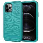 For iPhone 12 / 12 Pro Wave Pattern 3 in 1 Silicone+PC Shockproof Protective Case(Dark Sea Green) - 1