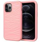 For iPhone 12 / 12 Pro Wave Pattern 3 in 1 Silicone+PC Shockproof Protective Case(Rose Gold) - 1