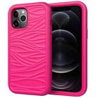 For iPhone 12 / 12 Pro Wave Pattern 3 in 1 Silicone+PC Shockproof Protective Case(Hot Pink) - 1