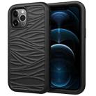 For iPhone 12 Pro Max Wave Pattern 3 in 1 Silicone+PC Shockproof Protective Case(Black) - 1