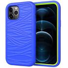 For iPhone 12 Pro Max Wave Pattern 3 in 1 Silicone+PC Shockproof Protective Case(Blue+Olivine) - 1