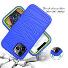 For iPhone 12 Pro Max Wave Pattern 3 in 1 Silicone+PC Shockproof Protective Case(Blue+Olivine) - 2