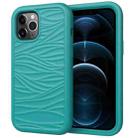 For iPhone 12 Pro Max Wave Pattern 3 in 1 Silicone+PC Shockproof Protective Case(Dark Sea Green) - 1
