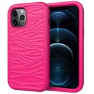 For iPhone 12 Pro Max Wave Pattern 3 in 1 Silicone+PC Shockproof Protective Case(Hot Pink) - 1