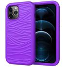 For iPhone 12 Pro Max Wave Pattern 3 in 1 Silicone+PC Shockproof Protective Case(Purple) - 1