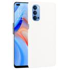 For OPPO Reno4 Shockproof Crocodile Texture PC + PU Case(White) - 1