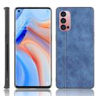 For Oppo Reno4 Pro Shockproof Sewing Cow Pattern Skin PC + PU + TPU Case(Blue) - 1