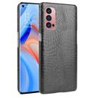 For OPPO Reno4 Pro Shockproof Crocodile Texture PC + PU Case(Black) - 1