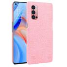 For OPPO Reno4 Pro Shockproof Crocodile Texture PC + PU Case(Pink) - 1