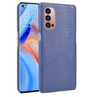 For OPPO Reno4 Pro Shockproof Crocodile Texture PC + PU Case(Blue) - 1