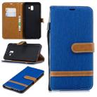 Color Matching Denim Texture Leather Case for Galaxy J6+ & J6 Prime, with Holder & Card Slots & Wallet & Lanyard(Royal blue) - 1