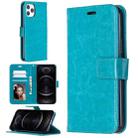 For iPhone 12 / 12 Pro Crazy Horse Texture Horizontal Flip Leather Case with Holder & Card Slots & Wallet & Photo Frame(Blue) - 1