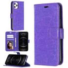 For iPhone 12 / 12 Pro Crazy Horse Texture Horizontal Flip Leather Case with Holder & Card Slots & Wallet & Photo Frame(Purple) - 1