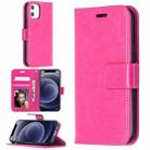For iPhone 12 mini Crazy Horse Texture Horizontal Flip Leather Case with Holder & Card Slots & Wallet & Photo Frame(Rose Red) - 1