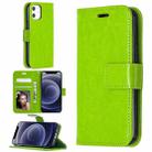 For iPhone 12 mini Crazy Horse Texture Horizontal Flip Leather Case with Holder & Card Slots & Wallet & Photo Frame(Green) - 1