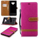 Color Matching Denim Texture Leather Case for Galaxy  Note 9 , with Holder & Card Slots & Wallet & Lanyard(Rose Red) - 1