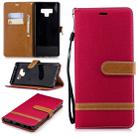 Color Matching Denim Texture Leather Case for Galaxy  Note 9 , with Holder & Card Slots & Wallet & Lanyard(Red) - 1