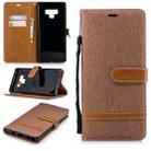 Color Matching Denim Texture Leather Case for Galaxy  Note 9 , with Holder & Card Slots & Wallet & Lanyard(Brown) - 1