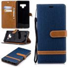 Color Matching Denim Texture Leather Case for Galaxy  Note 9 , with Holder & Card Slots & Wallet & Lanyard(Dark Blue) - 1