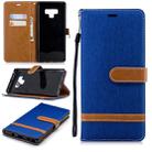 Color Matching Denim Texture Leather Case for Galaxy  Note 9 , with Holder & Card Slots & Wallet & Lanyard(Royal Blue) - 1