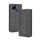 For OPPO Realme C15 Magnetic Buckle Retro Crazy Horse Texture Horizontal Flip Leather Case with Holder & Card Slots & Photo Frame(Black) - 1