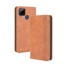 For OPPO Realme C15 Magnetic Buckle Retro Crazy Horse Texture Horizontal Flip Leather Case with Holder & Card Slots & Photo Frame(Brown) - 1