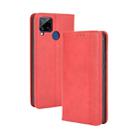 For OPPO Realme C15 Magnetic Buckle Retro Crazy Horse Texture Horizontal Flip Leather Case with Holder & Card Slots & Photo Frame(Red) - 1