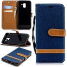 Color Matching Denim Texture Leather Case for Galaxy  J6 , with Holder & Card Slots & Wallet & Lanyard(Dark Blue) - 1