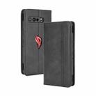 For Asus ROG Phone 3 ZS661KS  Magnetic Buckle Retro Crazy Horse Texture Horizontal Flip Leather Case  , with Holder & Card Slots & Photo Frame(Black) - 1